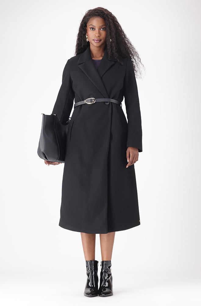 LISA BELTED MELTON COAT – Dunns