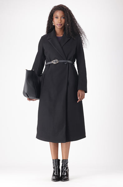 LISA BELTED MELTON COAT – Dunns