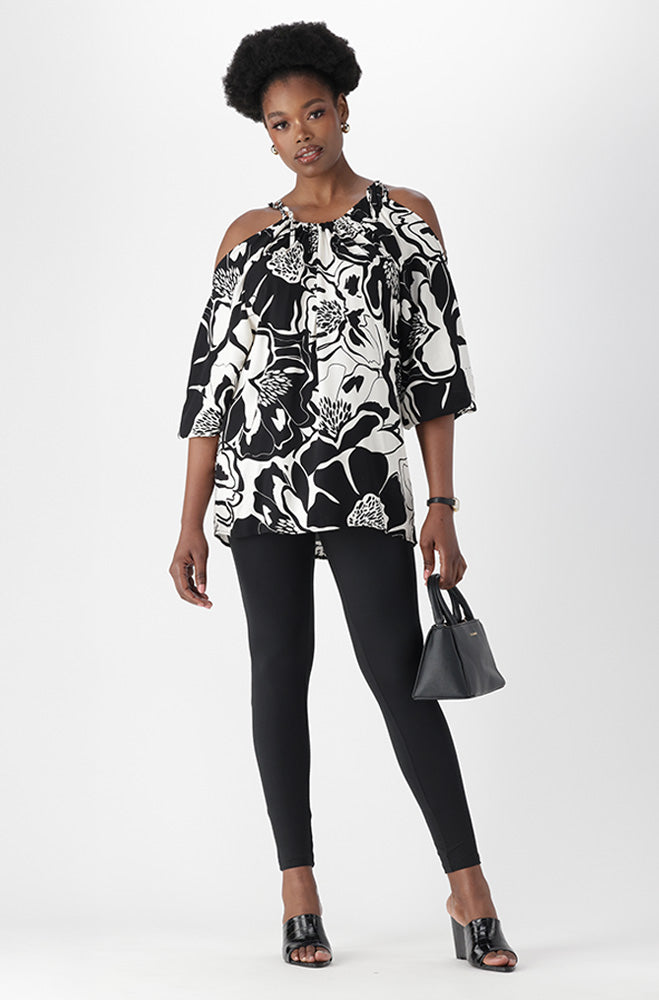 Ladies | Charlotte Cold Shoulder Top _ 168075 Multi Clothing Tops