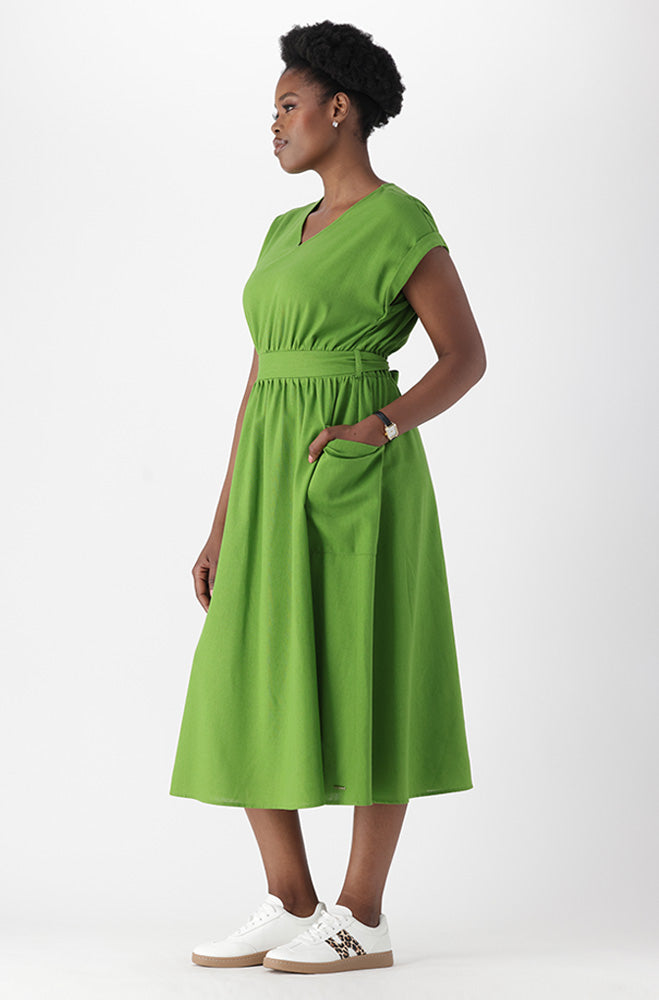 Ladies | Adeline Belted Linen Blend Dress Dresses