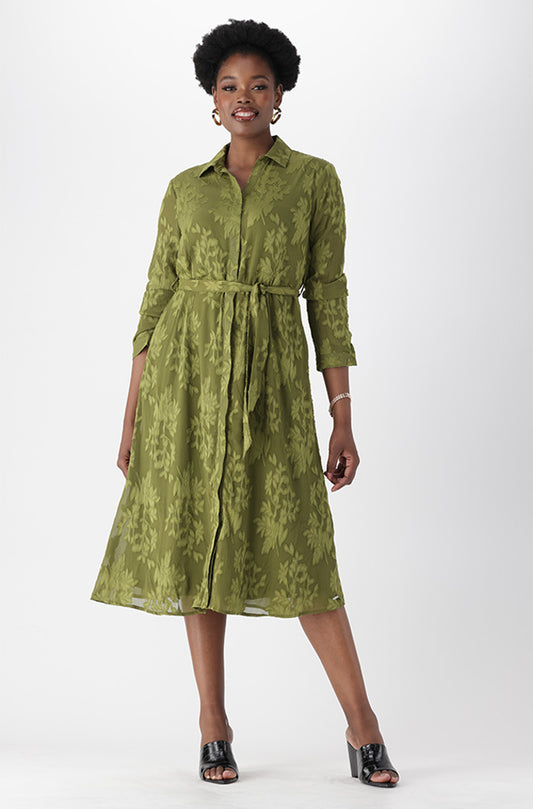 SOLENE TEXTURED SHIRT DRESS