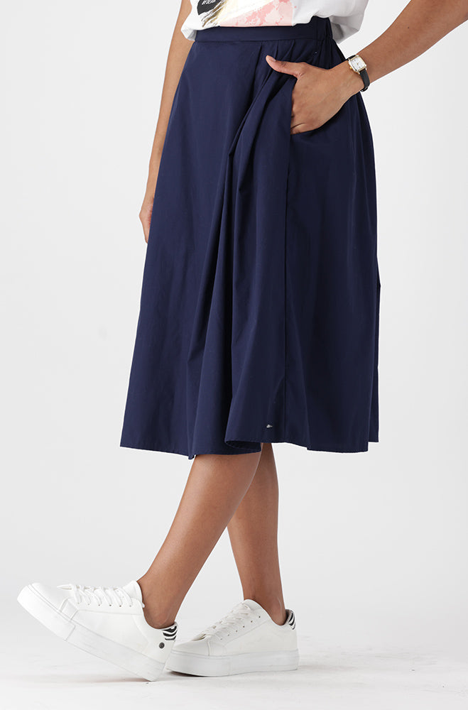 Ladies | Sarah Elasticated A-line Skirt_ 162066 _ Navy Skirts