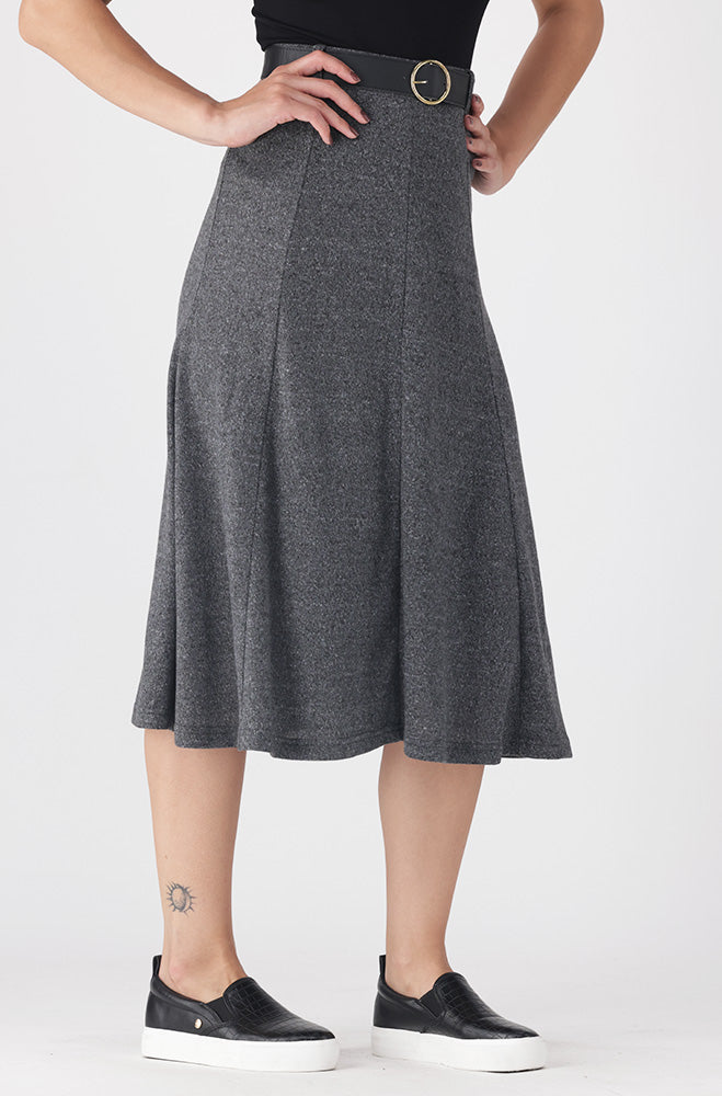 Ladies | Melissa Belted Fit and Flare Skirt _ 158577 Charcoal Mel Skirts
