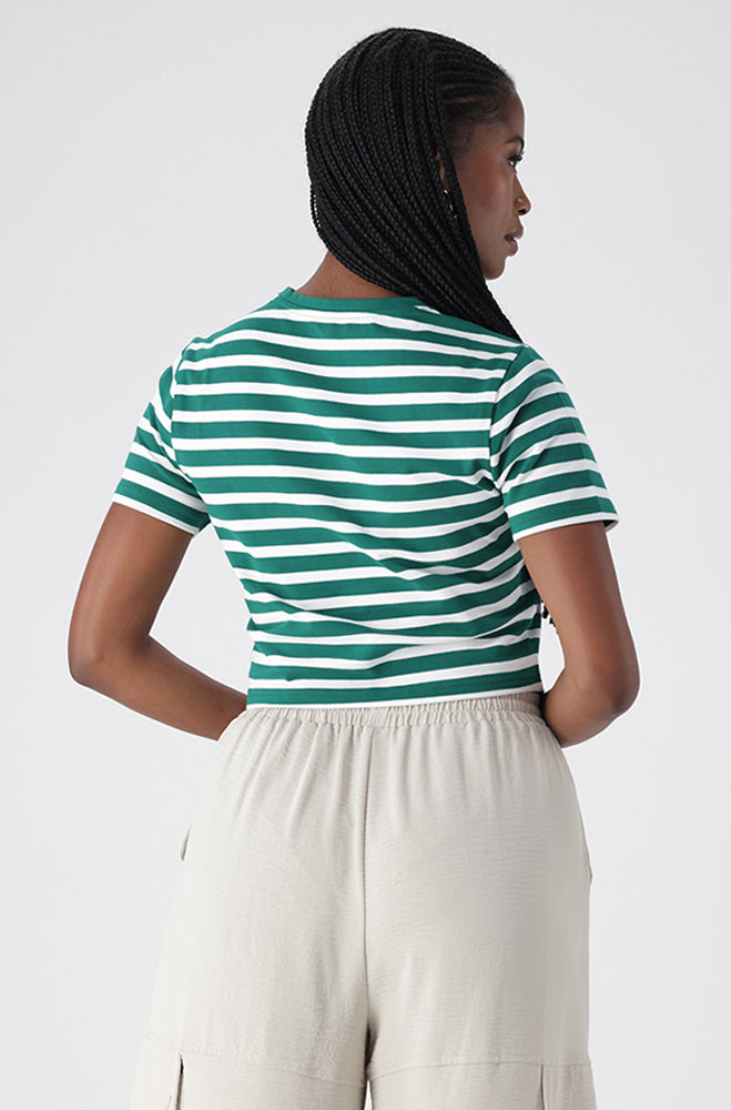 BELLA CREW NECK FITTED CROP TEE