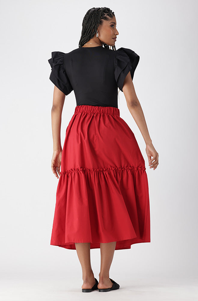 Ladies | Nyla Tiered Poplin Skirt Skirts
