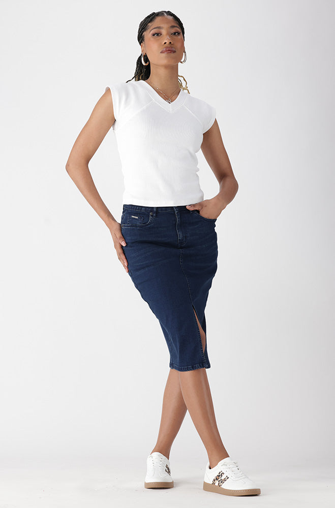 Ladies | Demi Front Slit Denim Skirt Skirts