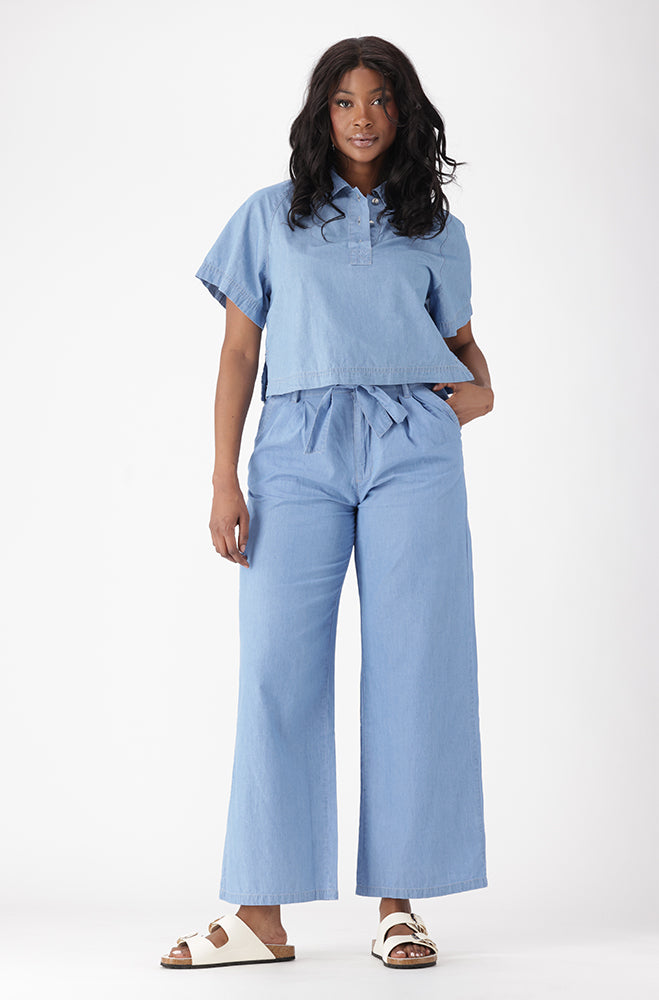 MAXINE DENIM LIGHTWEIGHT WIDE LEG PANTS