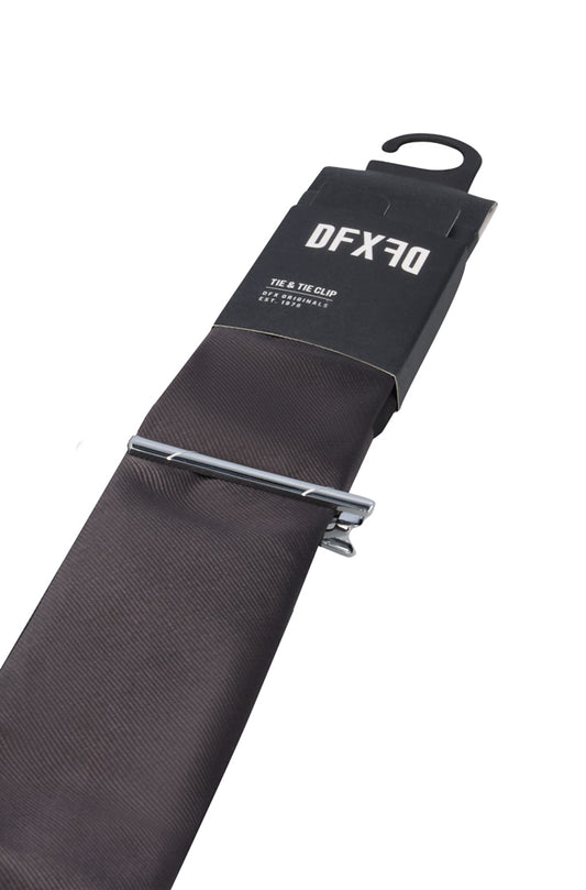EZRA TIE & TIE-CLIP - GREY