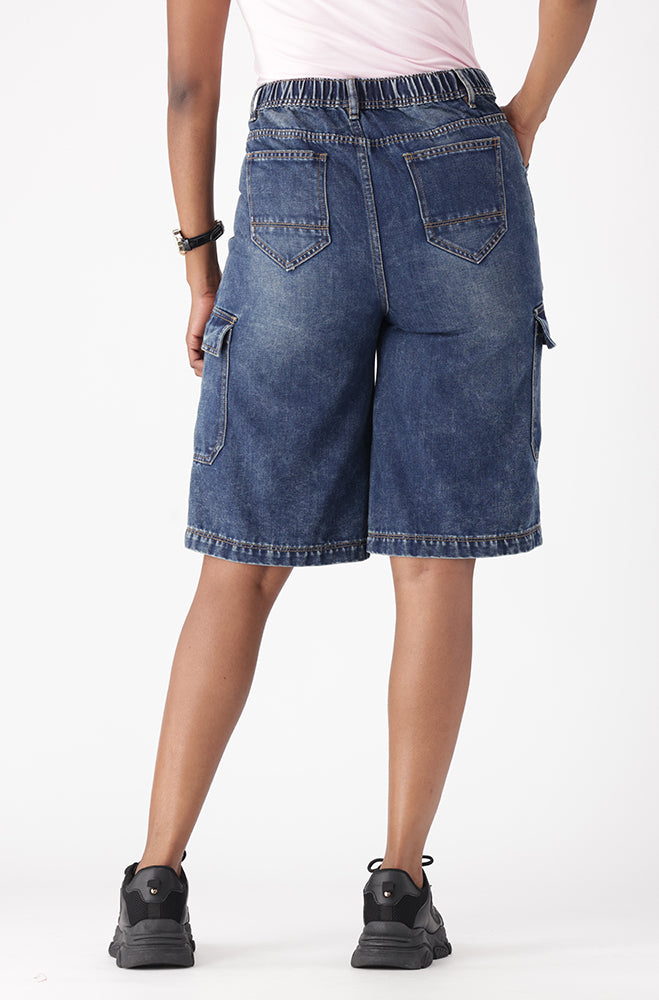AYANDA DENIM CARGO JORTS