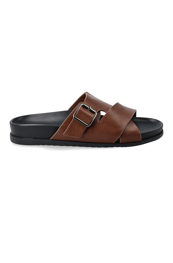 Footwear | Daryl Push in Faux Leather Sandal _ 161491 Brown Sandals