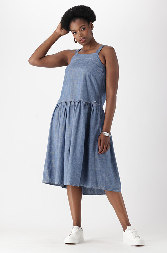 ARYA DENIM SQUARE NECK DRESS