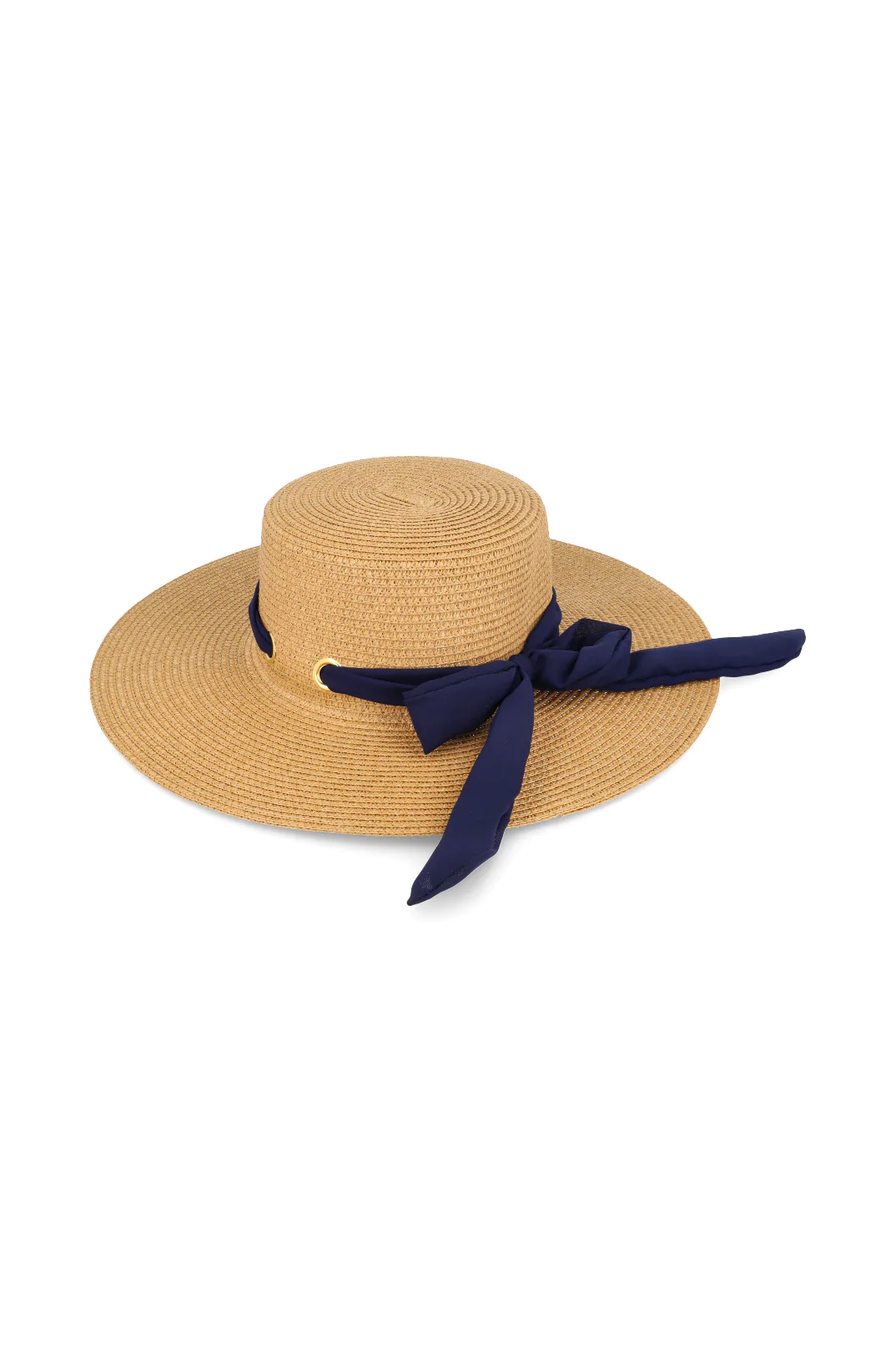 Accessories | Valeria Mid Brim Boater Hat Natural and Navy _ 132027 Hats