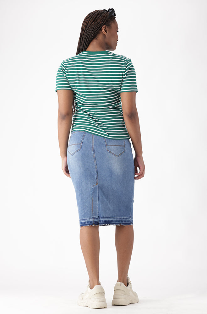 AIMEE CREW NECK STRIPE TEE