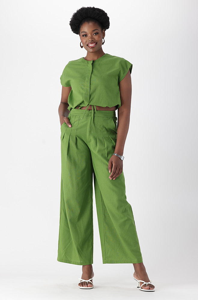 Andrea Linen Blend Top _ 165300 _ Green