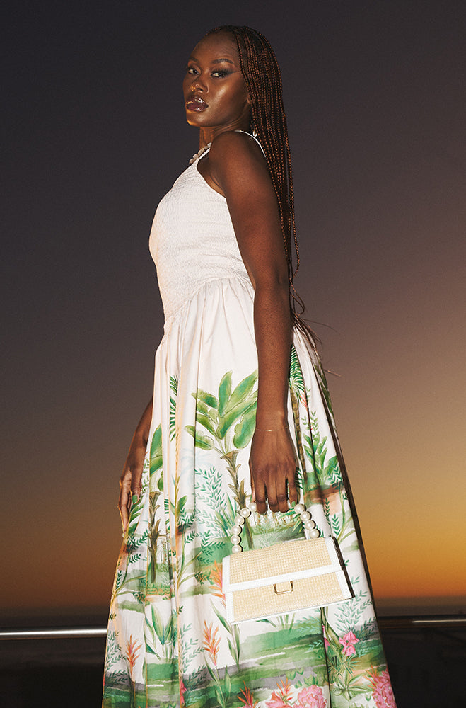 AMARY SHIRRED STRAPPY DRESS
