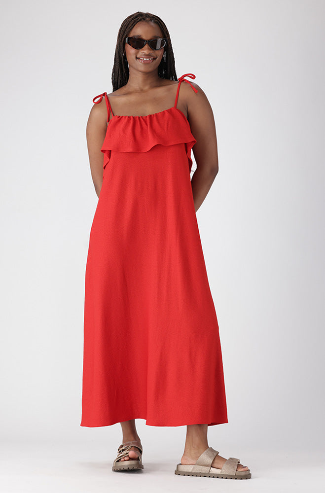 ULLA TEXTURED FRILL DRESS – Dunns