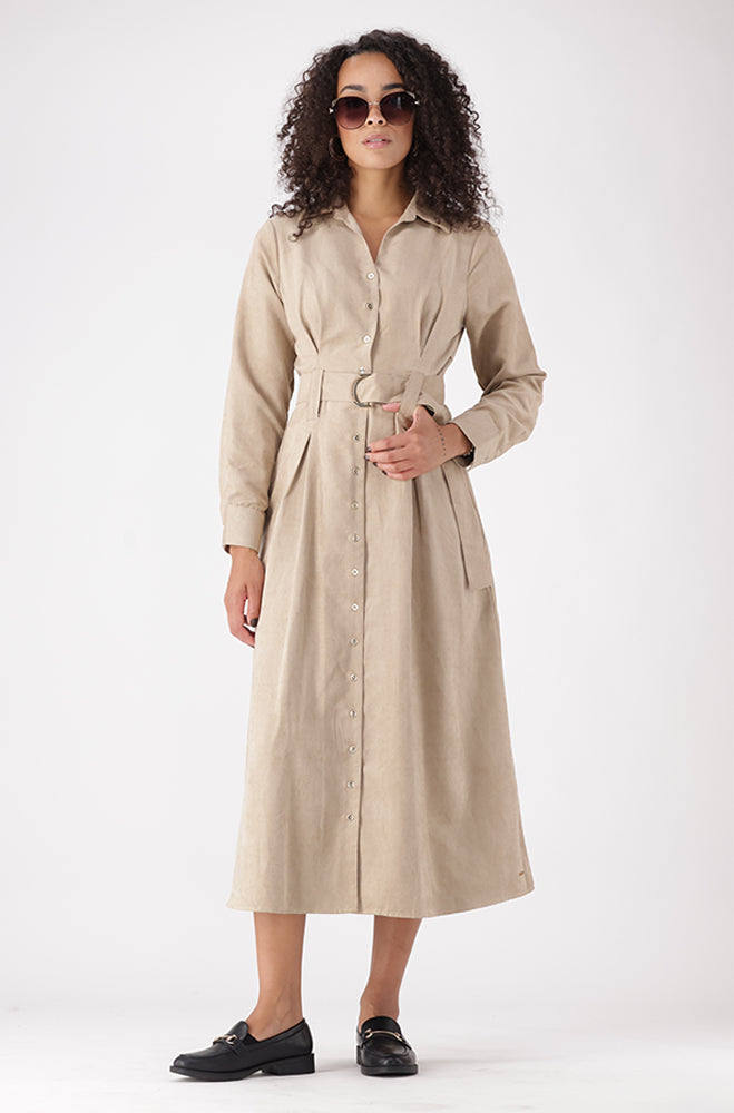 SIERRA BELTED SUEDE DRESS