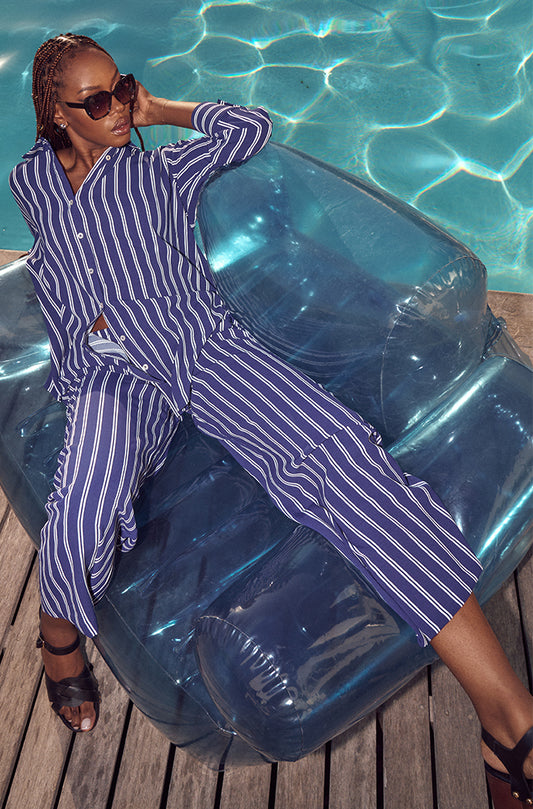AMARIS STRIPE FLOWING WIDE LEG PANTS