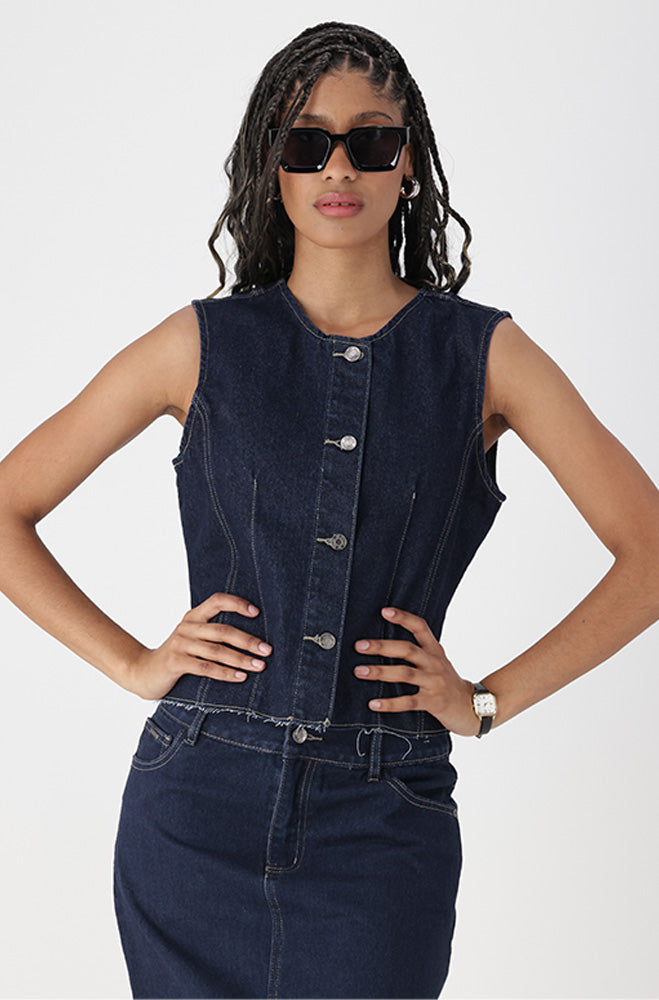 Ladies | Keziah Denim Waistcoat Vests
