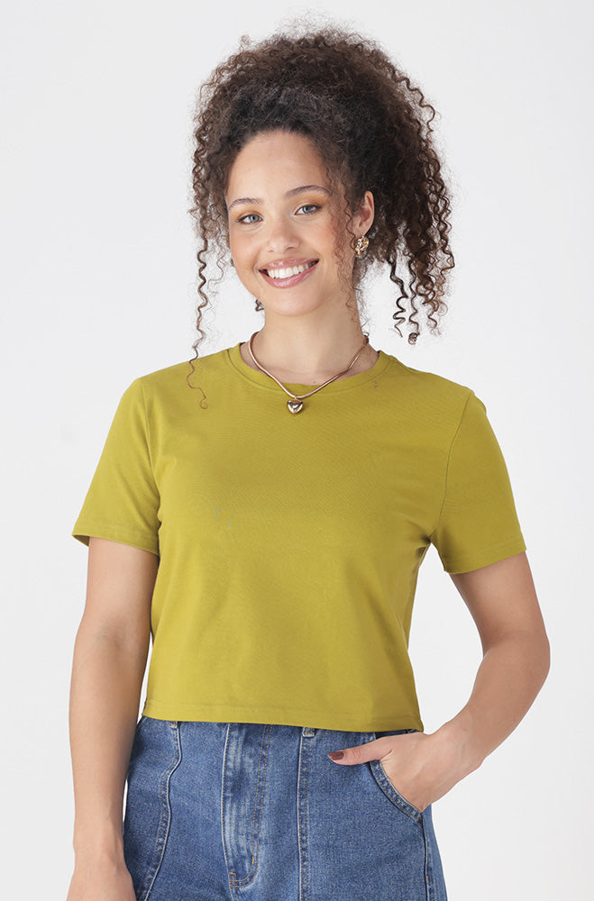 Ladies | Bella Crew Neck Fitted Crop Tee T-shirts