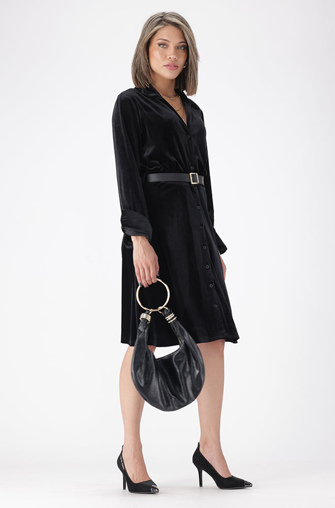 KIONI BELTED VELOUR DRESS