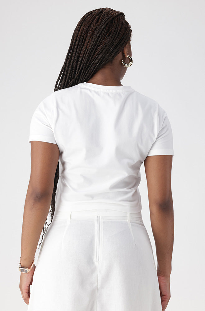 BELLA CREW NECK FITTED CROP TEE