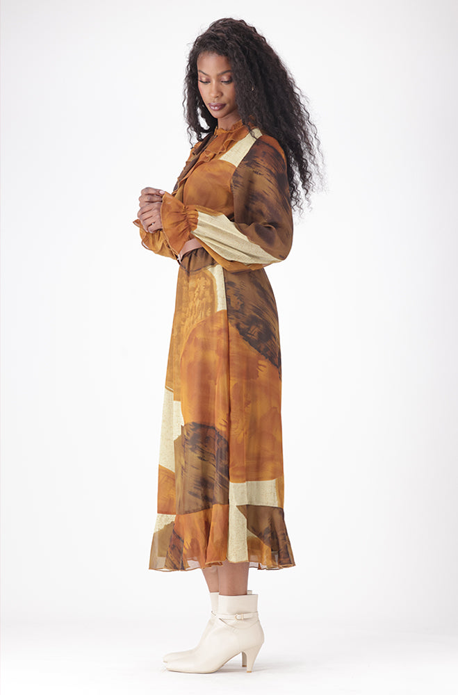 ZIVA BELTED FRILL DRESS
