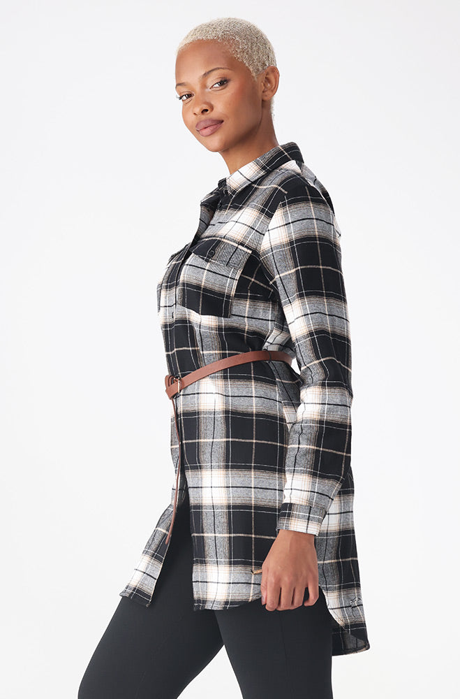 Ladies | Fara Belted Check Shirt Dress _ 157513 Natural Dresses