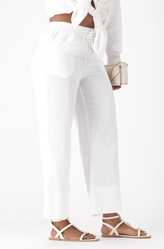 ARDEN LINEN BLEND WIDE LEG PANTS
