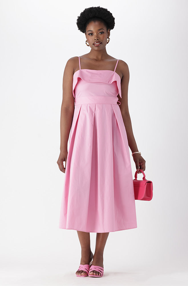 CASSIE BELTED POPLIN DRESS