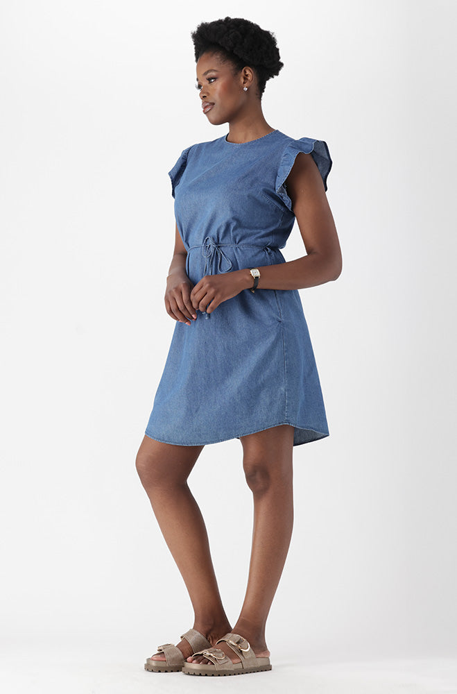 Ladies | Kaylee Chambray Flutter Sleeve Dress Dresses