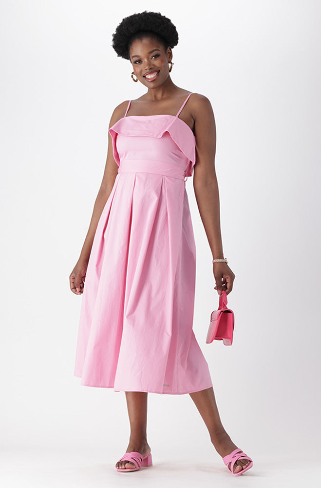 CASSIE BELTED POPLIN DRESS