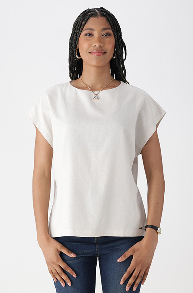 Ladies | Lydia Linen Blend Boxy Top T-shirts