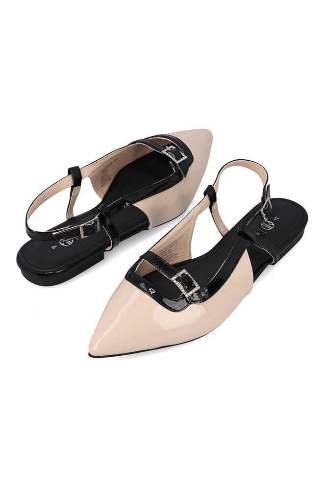 Footwear | Ellie Diamante Buckle Slingback Pump-milk Flats