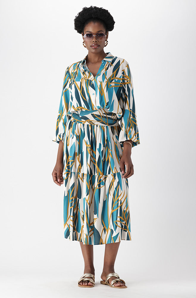 LINA TIERED SHIRRED WAIST SKIRT