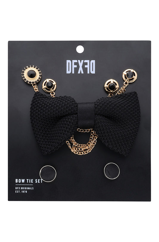ELLIOT BOW TIE, CUFF LINKS AND LAPEL CHAIN SET