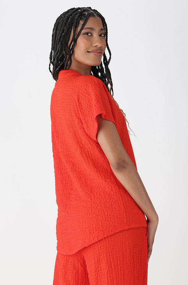 Ladies | Edith Textured Shortsleeve Portofino Top Blouses