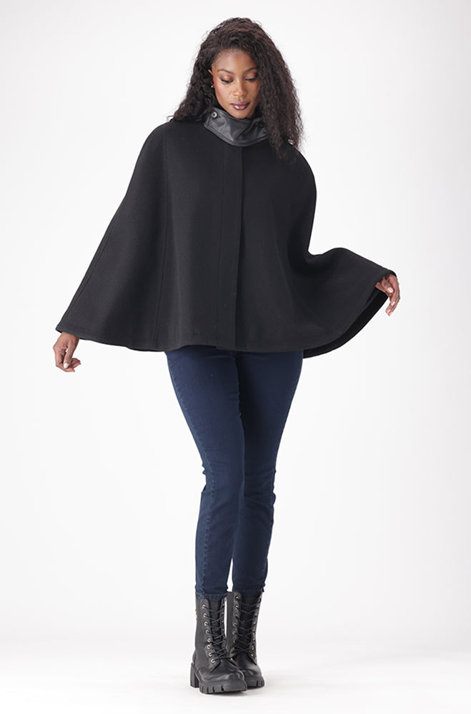 BRIAR MELTON PU CAPE JACKET