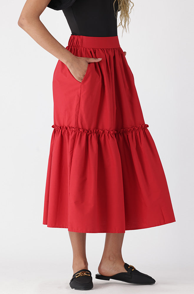 Ladies | Nyla Tiered Poplin Skirt Skirts