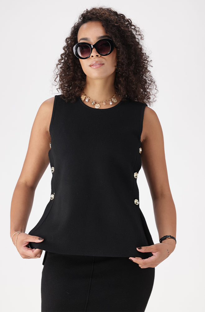 BLAIRE BUTTON DETAIL KNIT TOP