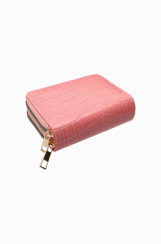 Megan Croc Double Zip Purse _ 155093 _ Pink