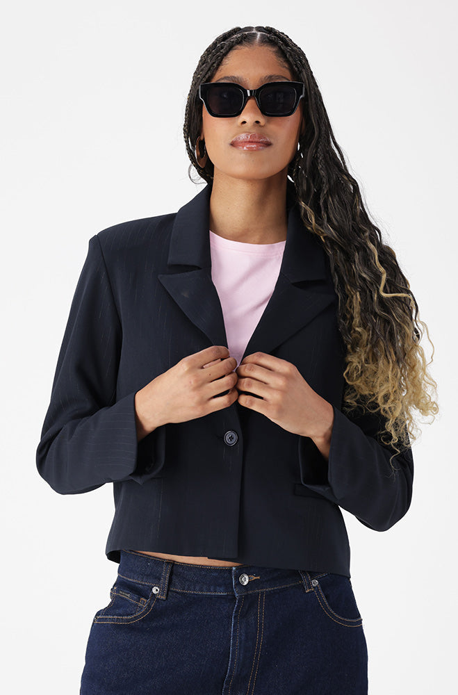 Ladies | Coco Pinstriped Blazer _ 162810 Navy Sport Jackets