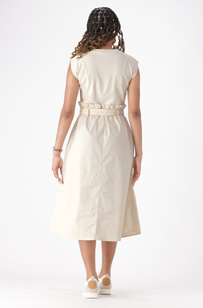 LUCIA BELTED COMBO DRESS