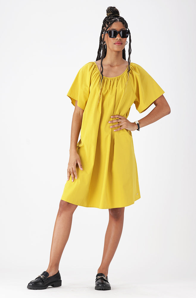 Ladies | Carla Babydoll Dress _ 162117 Ocre Dresses