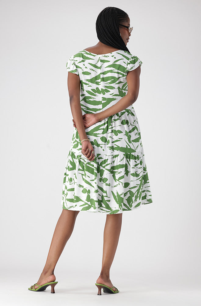 KIARA TIE NECK TIERED DRESS