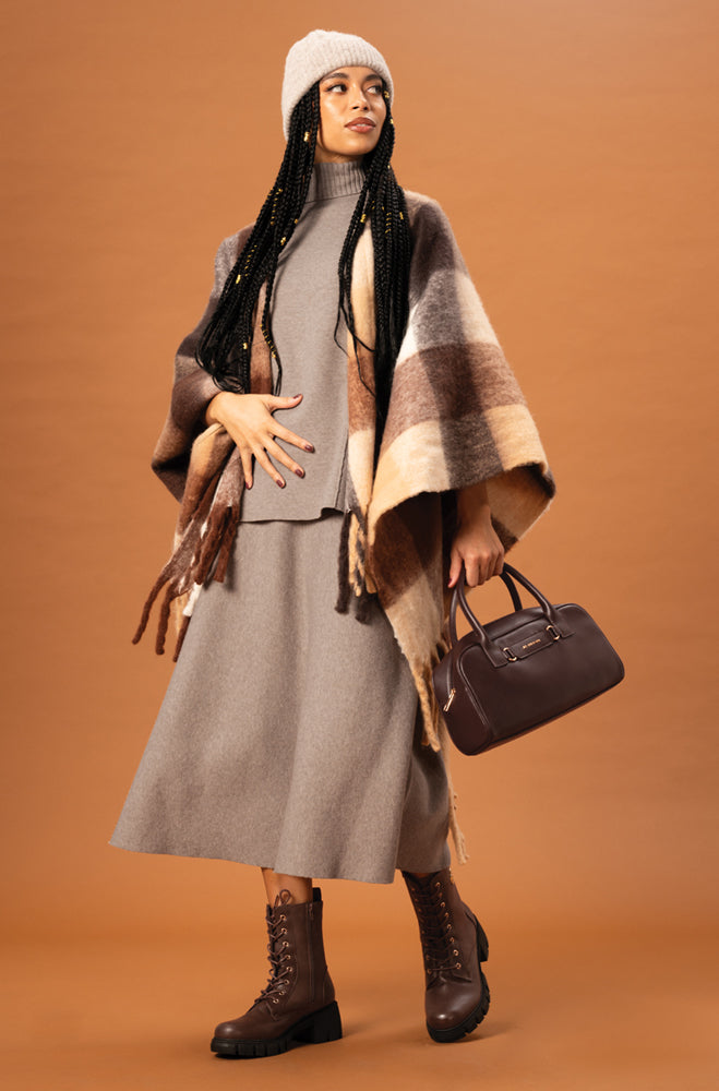 GISELLA CHECK BLANKET PONCHO