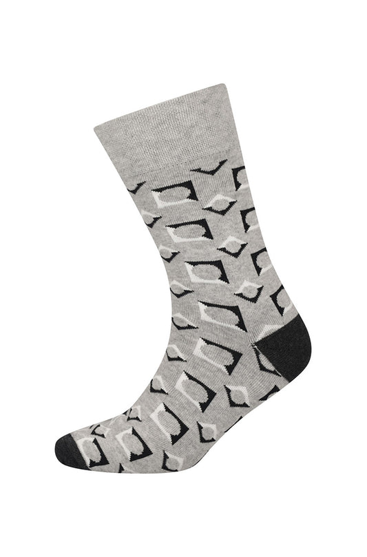GREY GEO PRINTED SINGLE SOCK