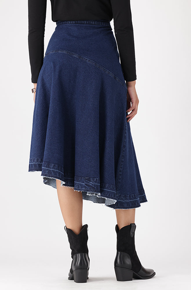 RAYNA DENIM ASYMMETRICAL SKIRT