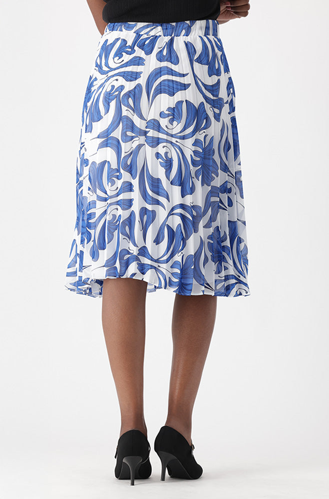 Ladies | Iris Floral Pleated Skirt _ 166305 Blue Skirts