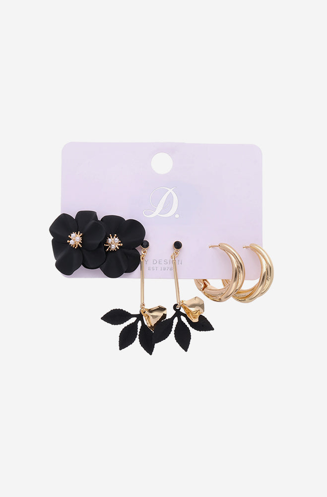 Flora 3 Pack Earrings _ 154411 _ Gold